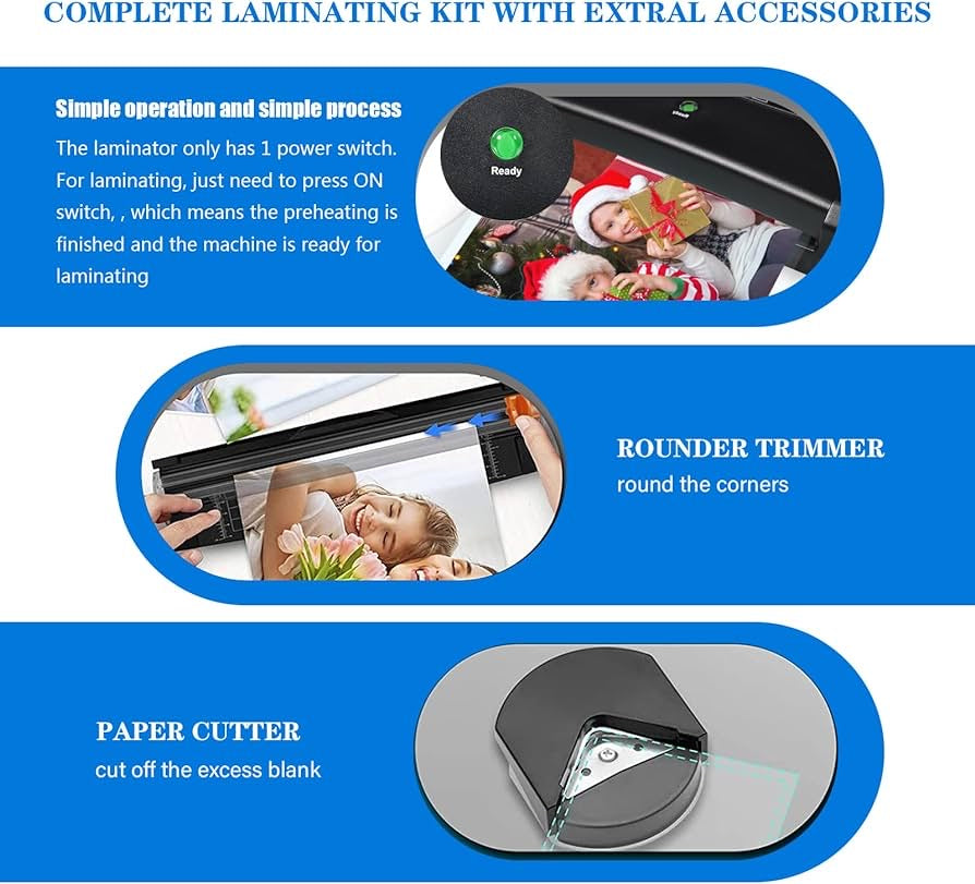 Laminator 9-inch Thermal Laminator with Laminating Sheets 10pcs, with Paper Cutter and Corner Rounder,with 2-Min Faster Preheat,Mini Personal Lamination Machine withr for Teacher Home…