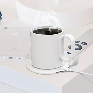 Coffee Mug Warmer,350ml Ceramic Cups,Both Smart Insulation and Mobile Phone Wireless Charging,18 Watt Induction Heater,131℉ Heat Preservation,Suitable for Office,Home and The Third Space.