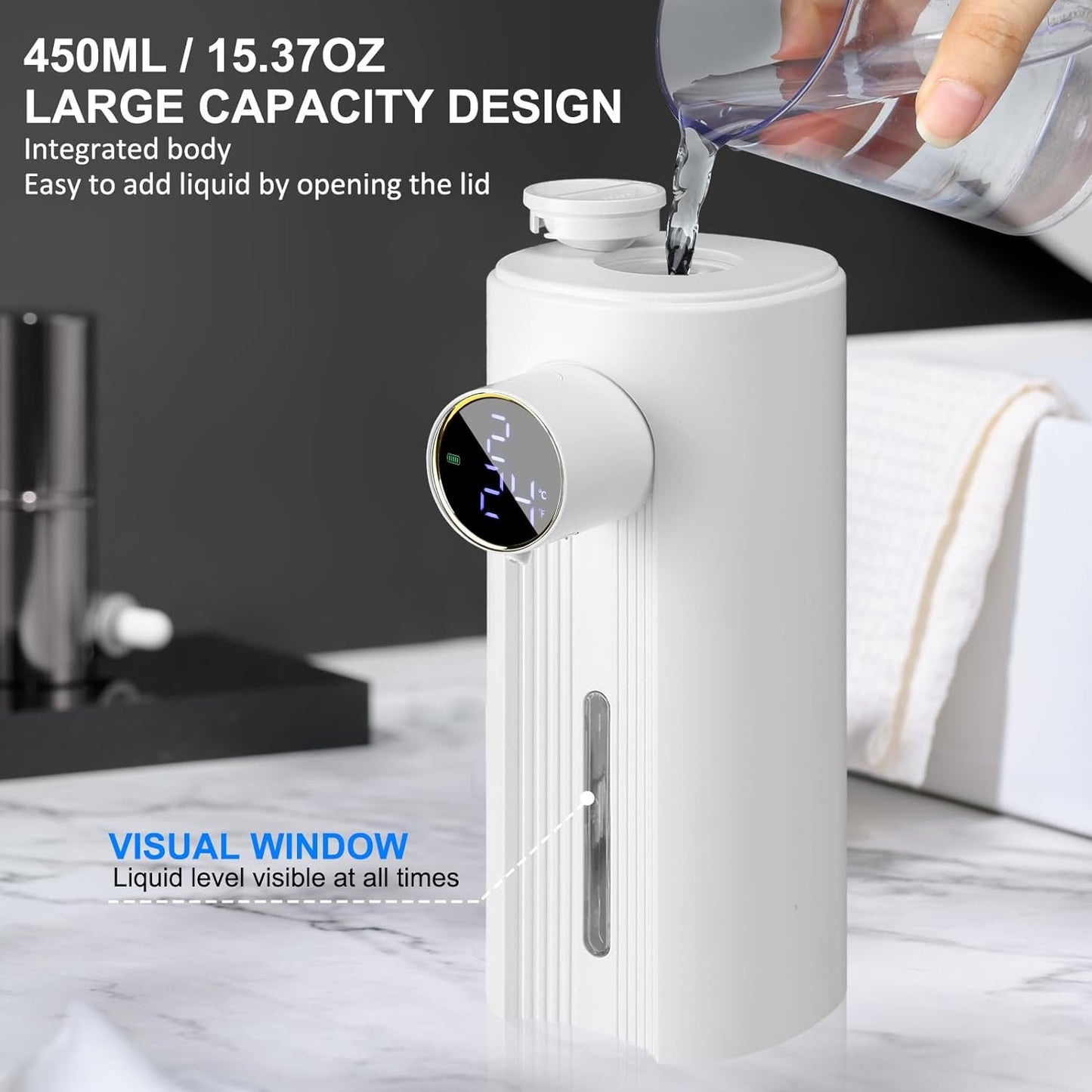 Automatic Soap Dispenser Liquid Hand Free Soap Dispenser Rechargeable Soap Dispenser Touchless Soap Dispenser Smart Electric Auto Dish Soap Dispenser for Bathroom, Kitchen