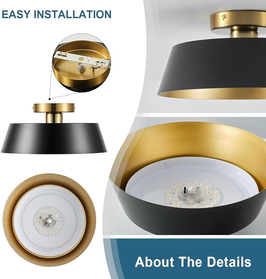 Flush Mount Ceiling Light, 12-inch LED Ceiling Light Fixture,3000K/3500/4000K/5000K/6500K Adjustable,14W/1400lm, Energy Saving for Bedroom, Hallway