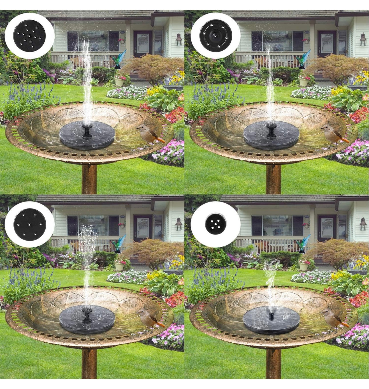 Solar Bird Bath Fountain Pump, Solar Fountain with 6 Nozzle, Free Standing Floating Solar Powered Water Fountain Pump for Bird Bath, Garden, Pond, Pool, Outdoor