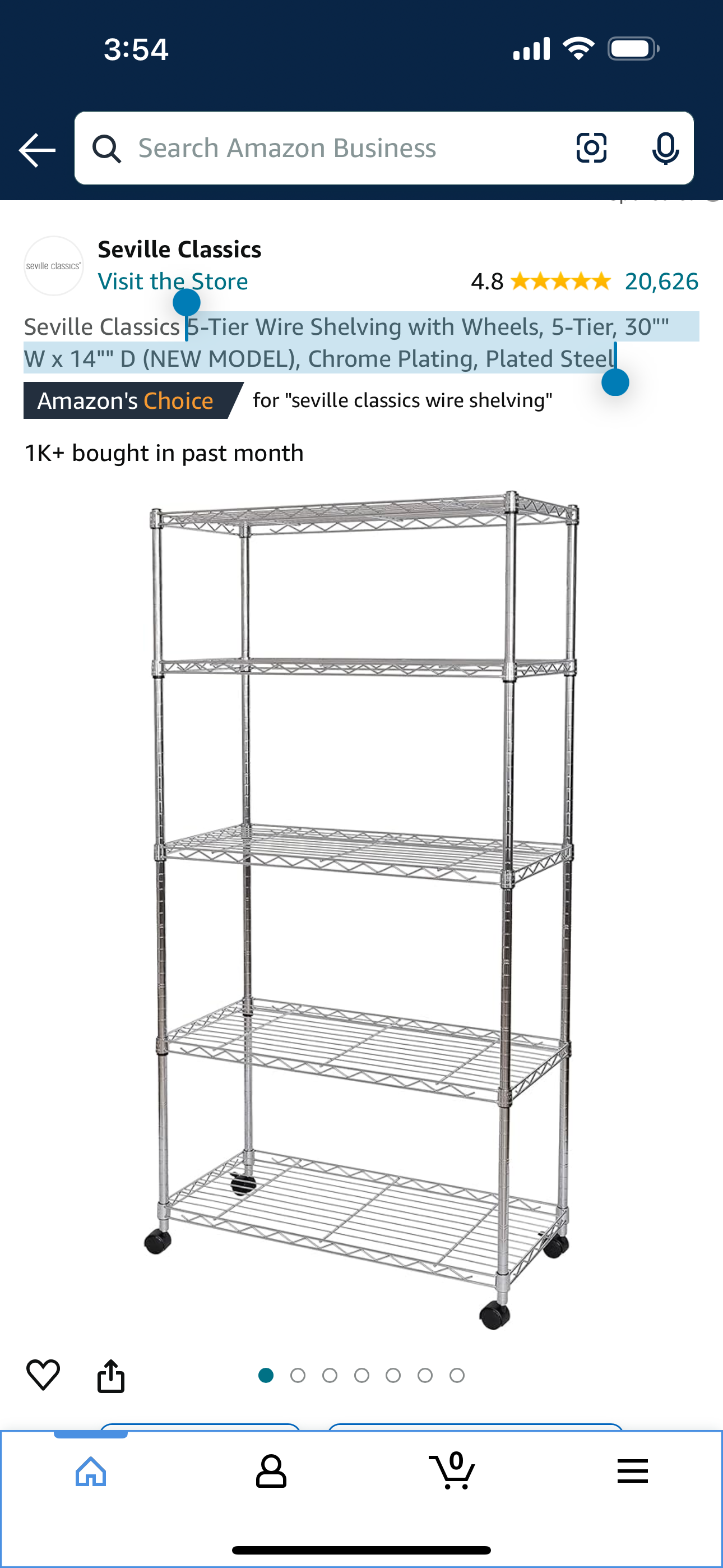 5-Tier Wire Shelving with Wheels, 5-Tier, 30"" W x 14"" D (NEW MODEL), Chrome Plating, Plated Steel