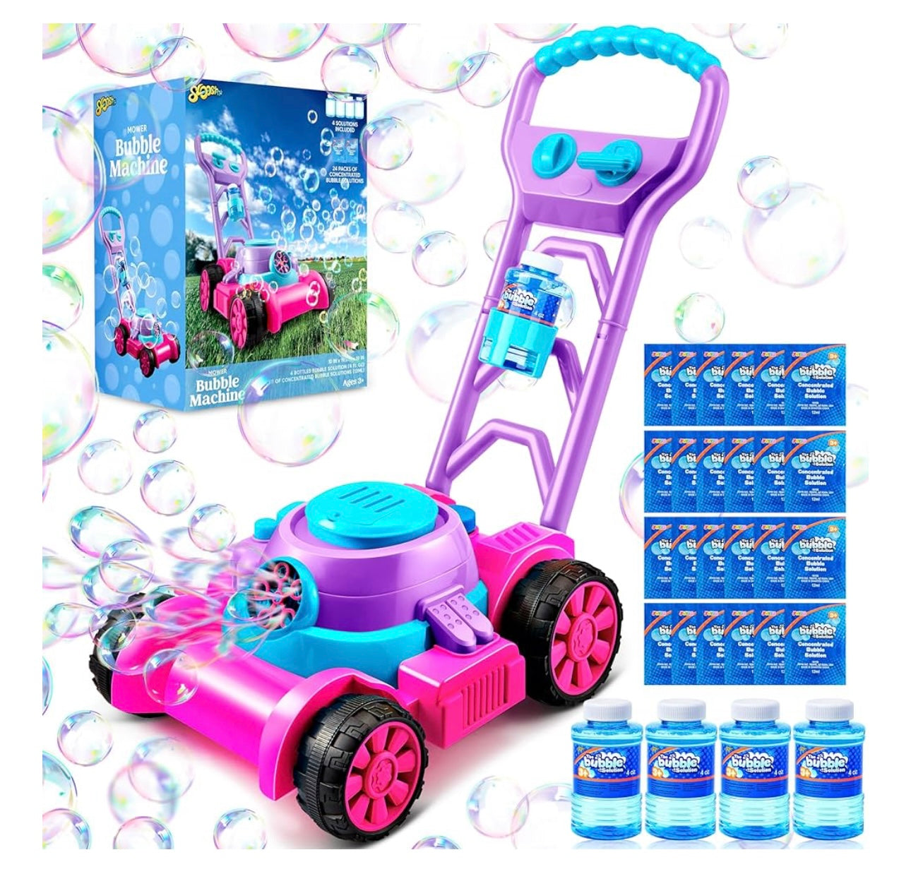 Bubble Lawn Mower Toddler Toys - Kids Toys Bubble Machine Summer Outdoor Toys Games, Bubble Mower Push Toy Outside Toys for Toddlers Preschool Kid Boys Girls Birthday Gifts