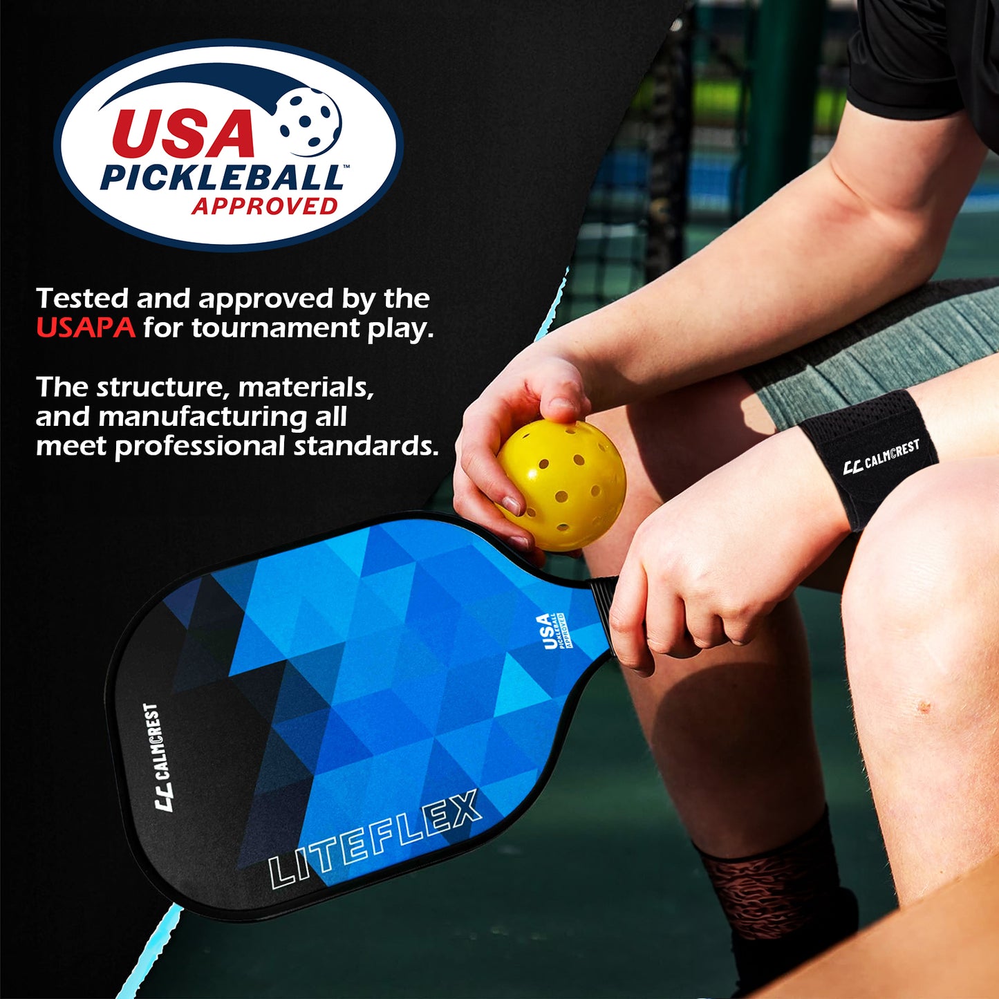 Pickleball Paddles, USAPA Approved Fiberglass Pickleball Paddles Set of 2, Lightweight Pickleball Rackets 2 Pack with 2 Wrist Bands, 2 Outdoor & 2 Indoor Pickleballs, Gifts for Men Women