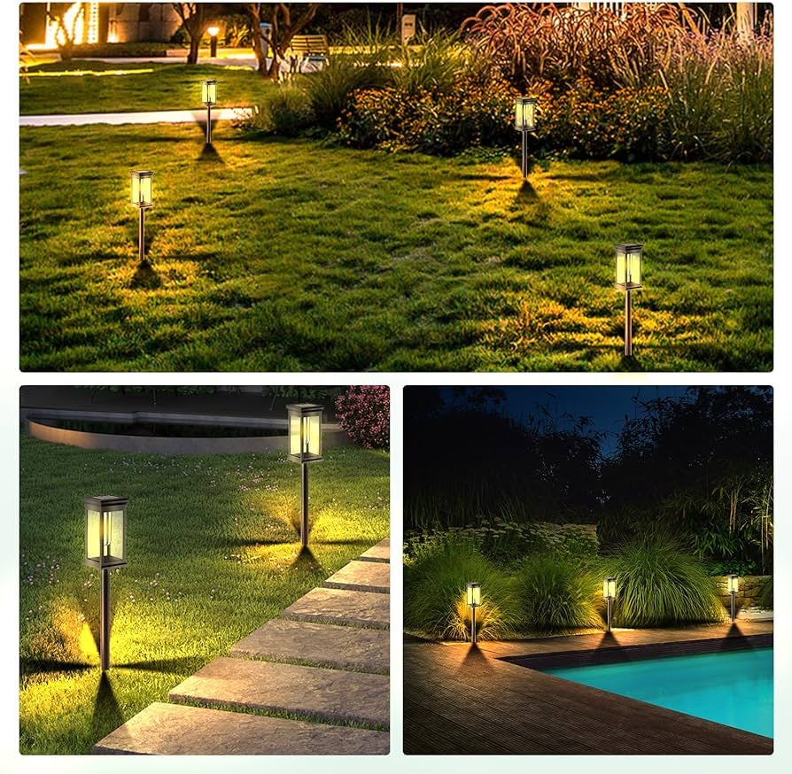 Solar Pathway Lights Outdoor [4 Pack], Landscape Lighting Solar Garden Lights for Outside Waterproof IP65, Outdoor Solar Lights for Yard Patio Lawn Driveway Sideway Decor (Warm White)