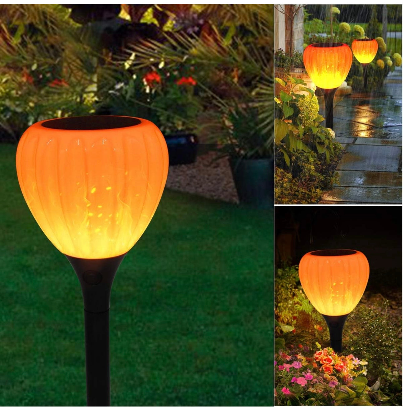 4 Pcs Solar Pathway Lights Outdoor Waterproof Halloween,Solar Powered Garden Decorations,LED Landscape Path Lights for Patio, Lawn,Yard,Walkway