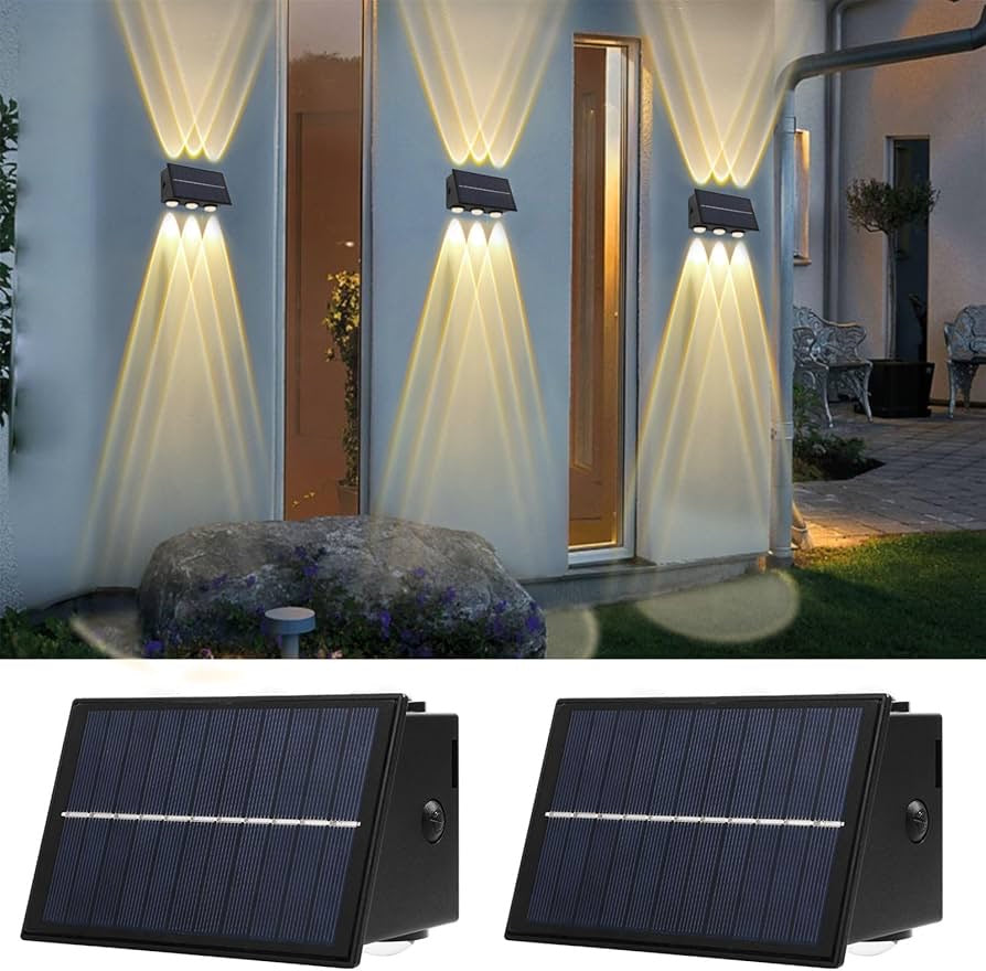 Solar Lights Outdoor Waterproof, Dusk to Dawn Solar Lights for Outside, Up and Down Lighting Solar Wall Fence Lights Outdoor for Halloween Garden Patio Yard Porch Decoration (2PCS)