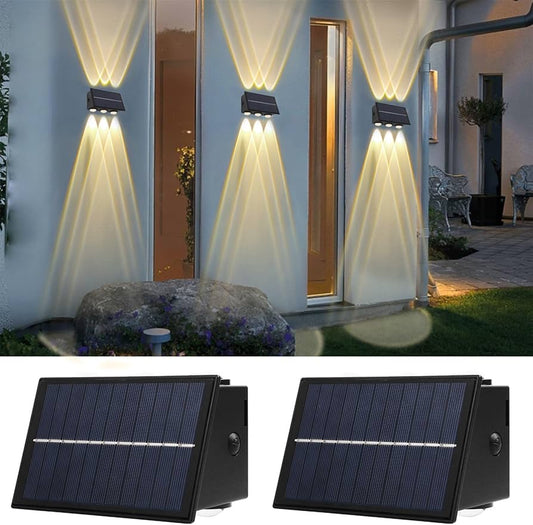 Solar Lights Outdoor Waterproof, Dusk to Dawn Solar Lights for Outside, Up and Down Lighting Solar Wall Fence Lights Outdoor for Halloween Garden Patio Yard Porch Decoration (2PCS)