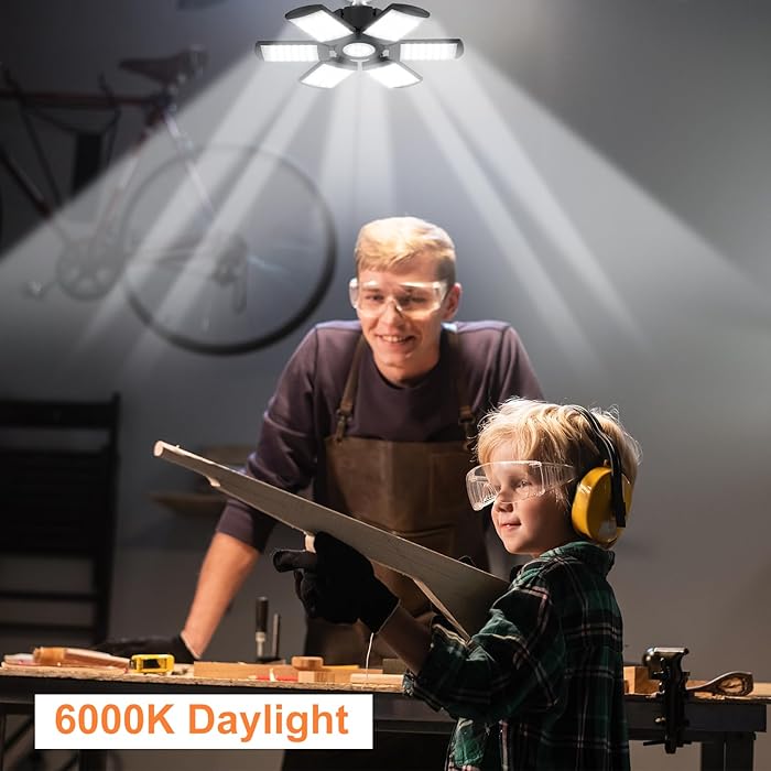 LED Garage Lights Bulb 200W 15000LM 6500K Led Shop Light with 6 Plus 1 Deformable Panels Basement Barn Ceiling Lights for E26/E27