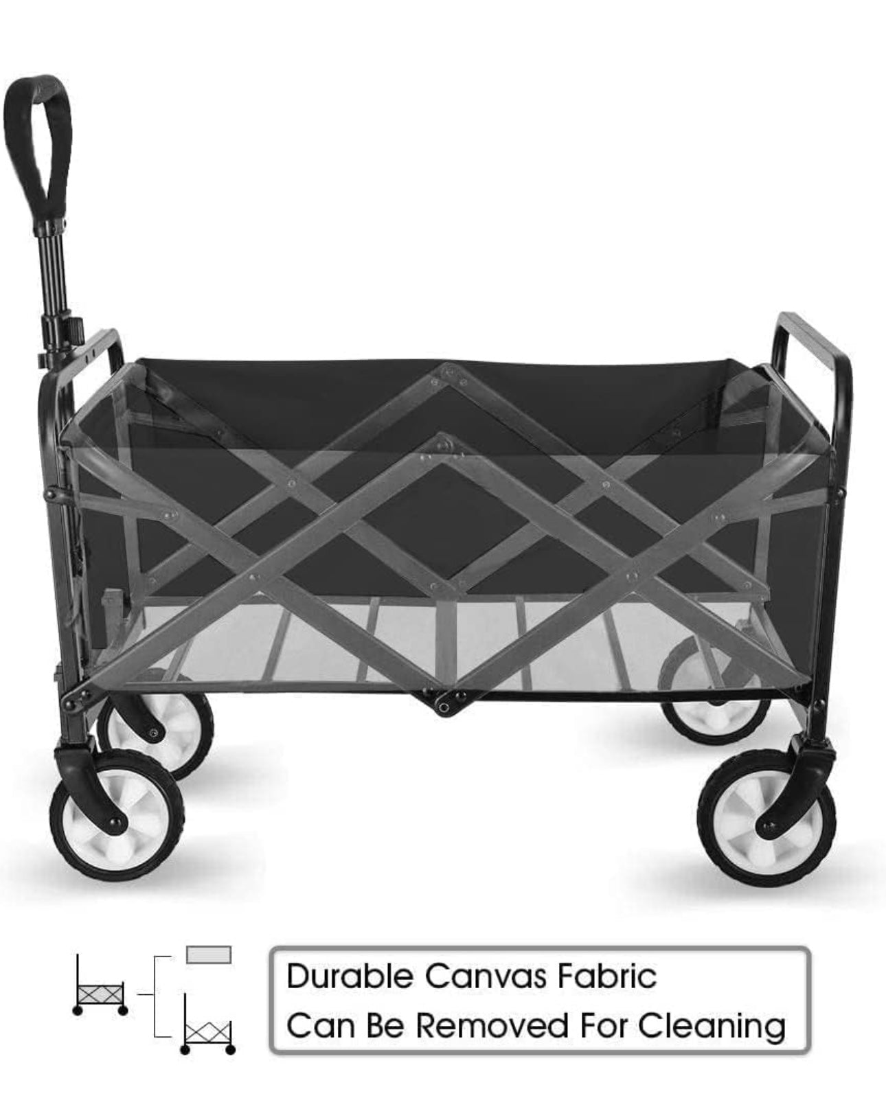 Collapsible Foldable Wagon, Beach Cart Large Capacity, Heavy Duty Folding Wagon Portable, Collapsible Wagon for Sports, Shopping, Camping