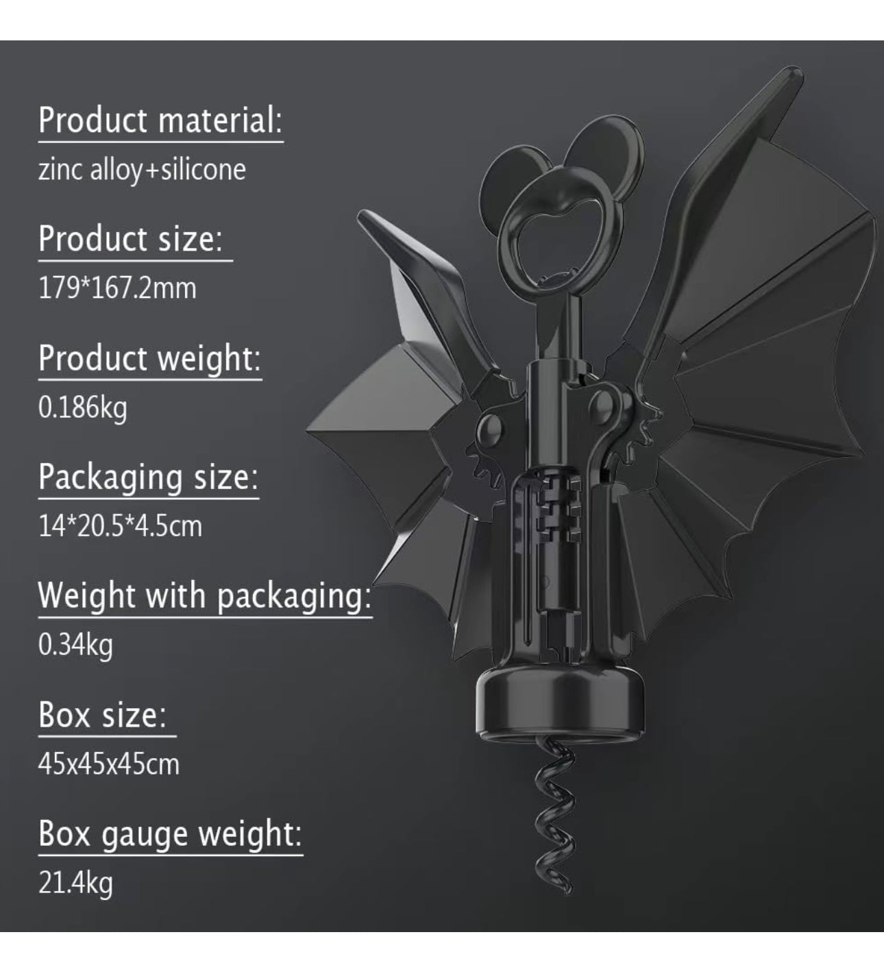 Bat Wine Opener with Wings Wine and Beer 2-in-1 Bottle Opener Bat Shape Bottle Opener for Home Wine Clubs Bars