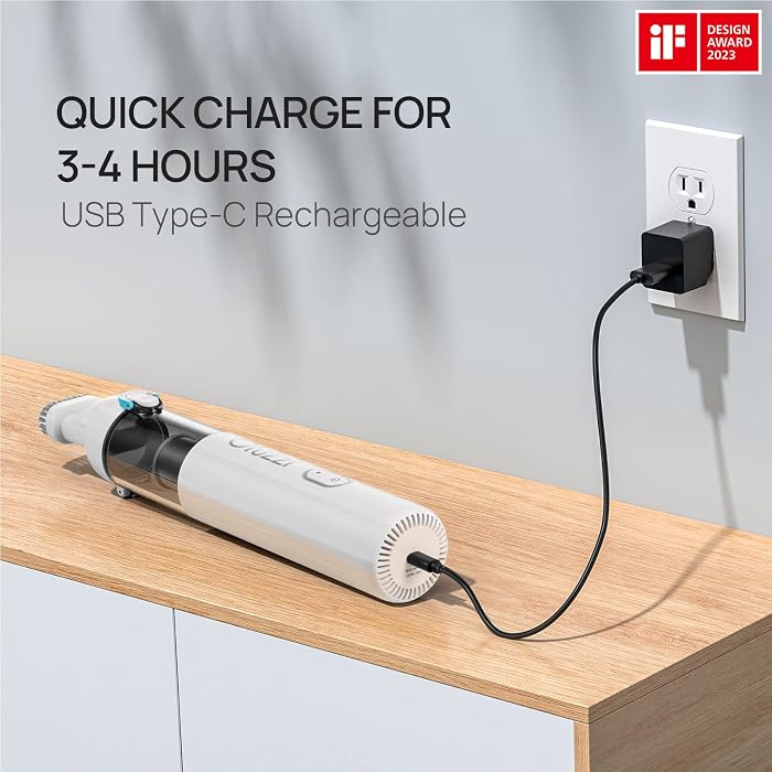 Ofuzzi H8 Apex Car Vacuum Cleaner, Portable Handheld Vacuum Cleaner with 12000Pa High Power, Ultra-Lightweight 1.2lbs, USB-C Fast Charging, Mini Car Vacuum for Car, Home, Pet Hair