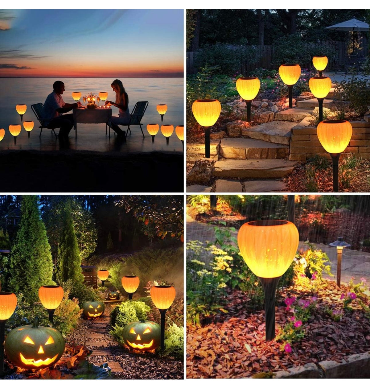 4 Pcs Solar Pathway Lights Outdoor Waterproof Halloween,Solar Powered Garden Decorations,LED Landscape Path Lights for Patio, Lawn,Yard,Walkway