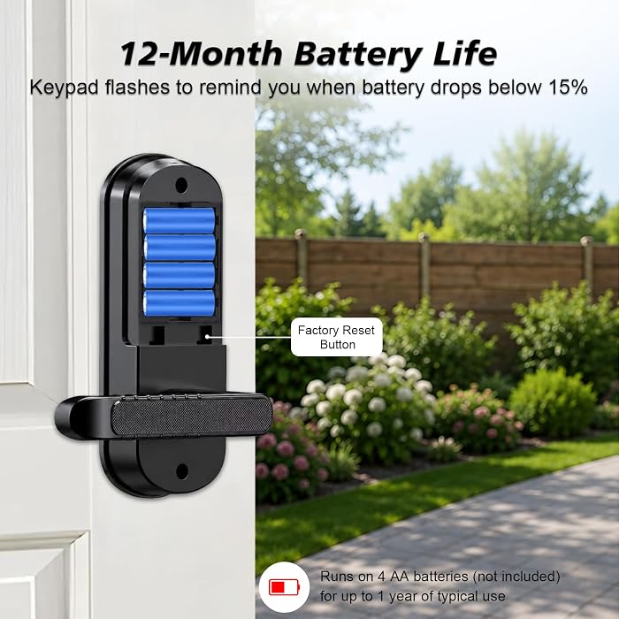 Smart Fingerprint Door Lock, 6-in-1 Keyless Entry, App Control, Auto Lock
Backlit Keypad Door Lock with Handle, Anti-Peep Password, 15-Min Install Alexa & Google Compatible for Front Doors & Bedrooms
