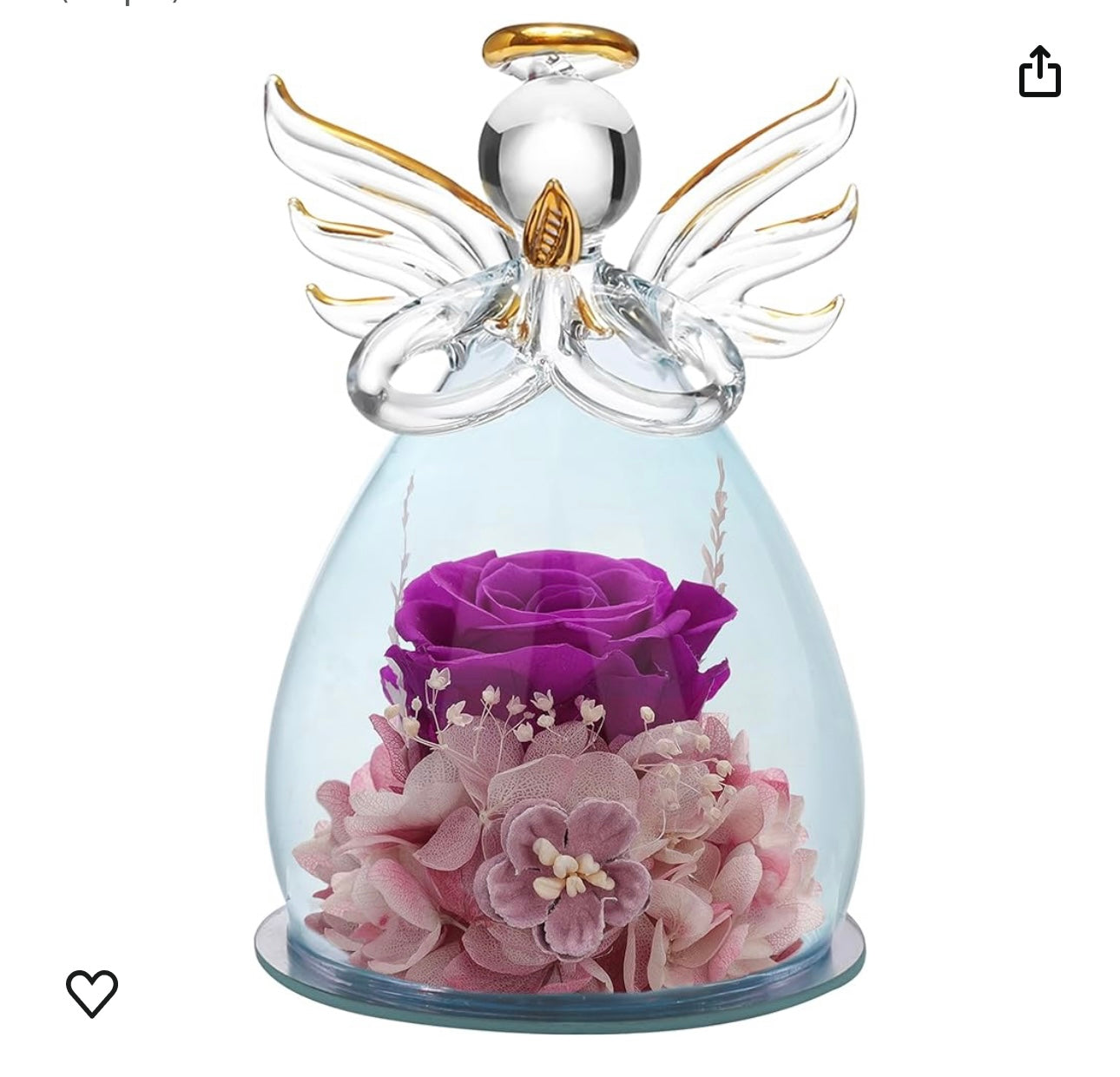 Gifts for Women Birthday Gift for Women Blue Rose Gift Guardian Angel Statues Gifts for Her Artificial Flowers in A Glass Dome Angel Gift Idea for Her Forever Rose Wife Anniversary