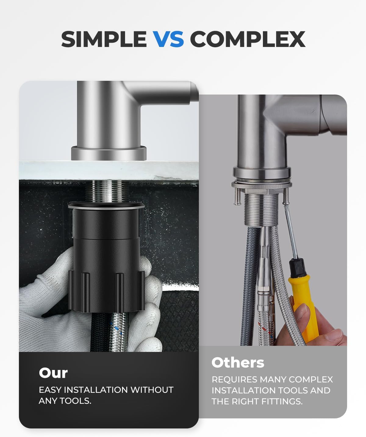 Kitchen Faucets with Pull Down Sprayer, Leak-Proof Stainless Steel Lead-Free Single Handle 1 Hole for Family Kitchen Commercial Camper Laundry Rv Bar, Brushed Nickel Bar Sink Faucet