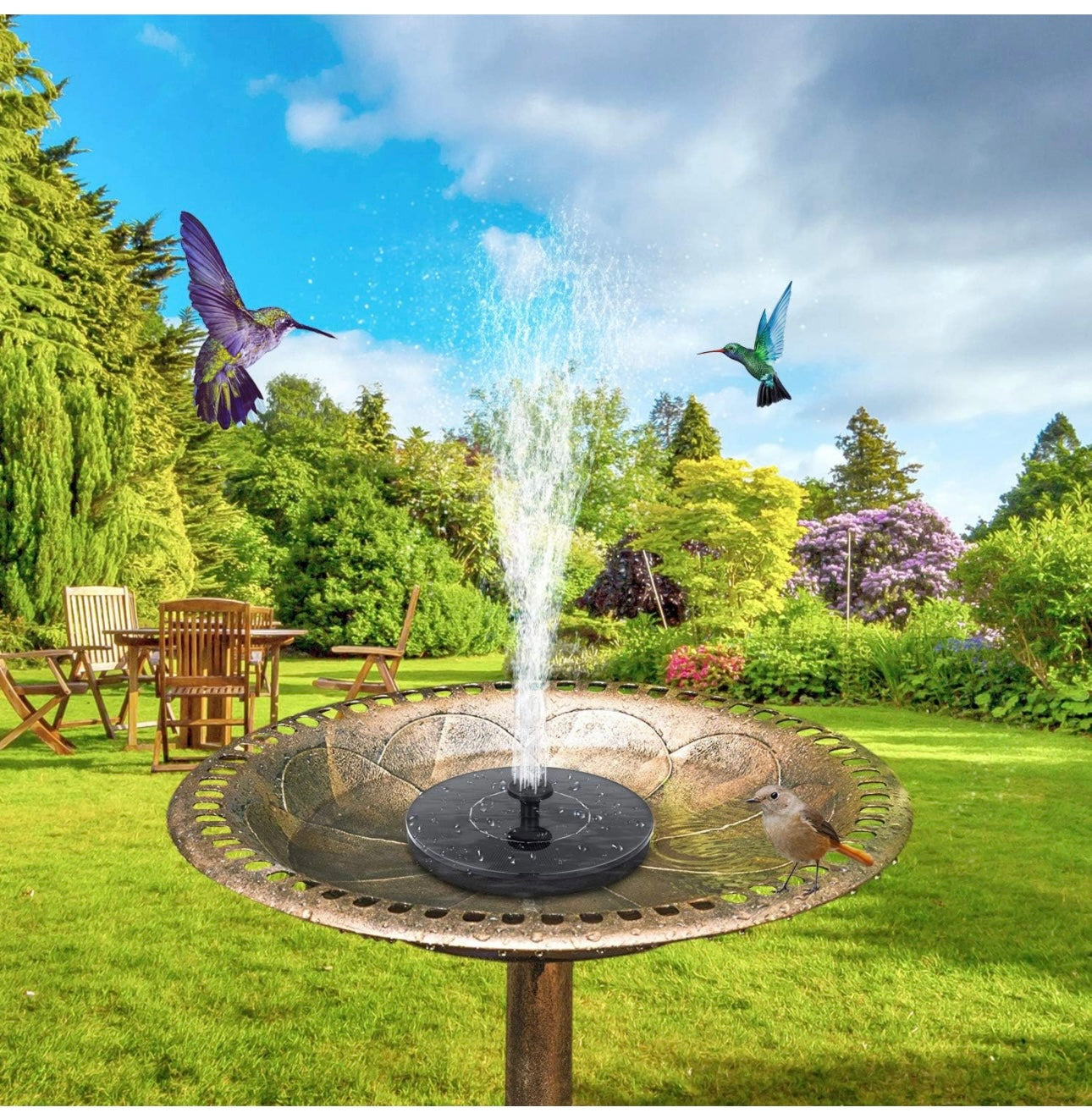 Solar Bird Bath Fountain Pump, Solar Fountain with 6 Nozzle, Free Standing Floating Solar Powered Water Fountain Pump for Bird Bath, Garden, Pond, Pool, Outdoor