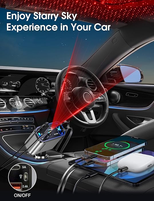 Retractable Car Charger 120W Fast Charging with Starlight,4 in 1 Universal Car Phone Charger,Built-in Type-C & Applehead Cable,Car Road Trip Retractable Accessory for iPhone,IPad,Samsung Galaxy,Pixel