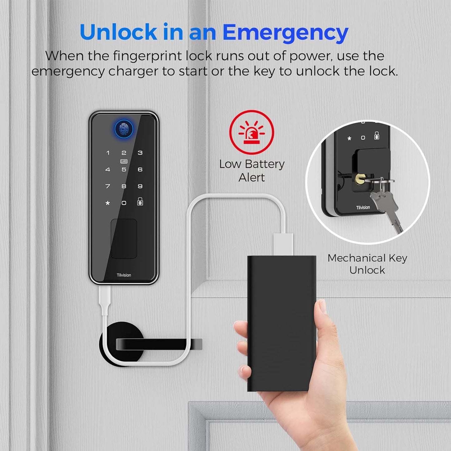 Fingerprint Door Lock,Keyless Entry Touchscreen Keypad Deadbolt with Fingerprint,Fob & Passcode Unlock - Auto Lock & IP65 Waterproof - Biometric Security Door Lock for Front Door,Home,Office