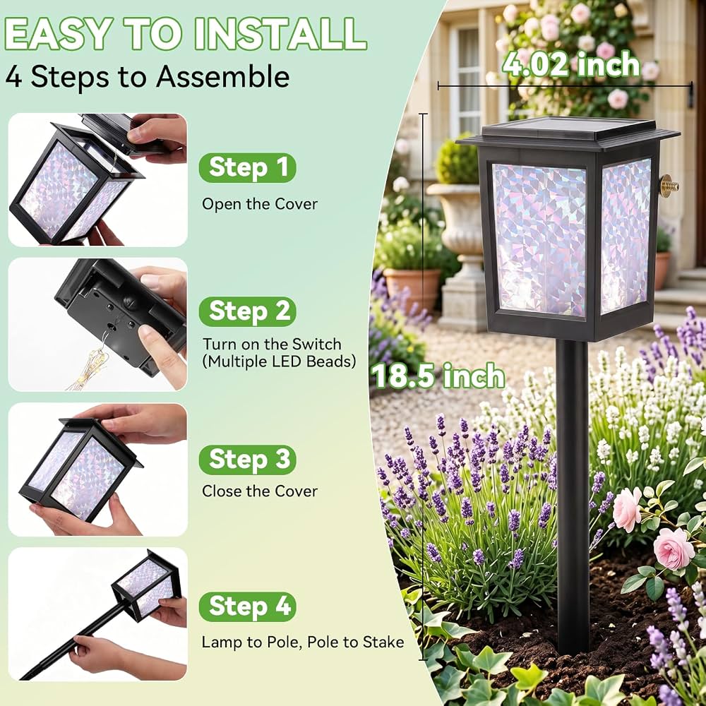 Twinkle Solar Garden Lights 8Pack, LED Solar Lights Outdoor Waterproof, Pathway Light Solar Powered, Star Ambient Light Outdoor Decor for Patio Yard Walkway Pool Lawn Sidewalk Party Landscape Lighting
