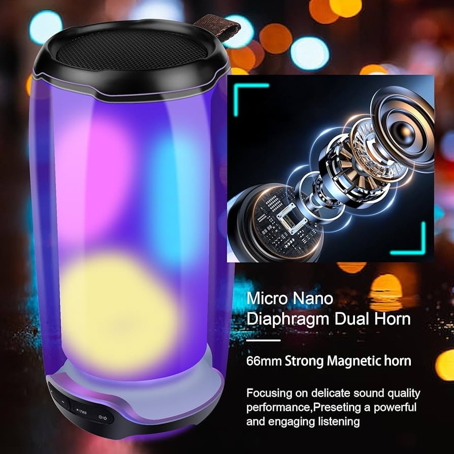 Portable Bluetooth Speakers,Karaoke Machine, Portable Bluetooth Karaoke Speaker with 2 Bluetooth Microphones, TWS Pairing, bass/Treble Adjustment,LEDlights,for Singing/Birthday Parties/Homes