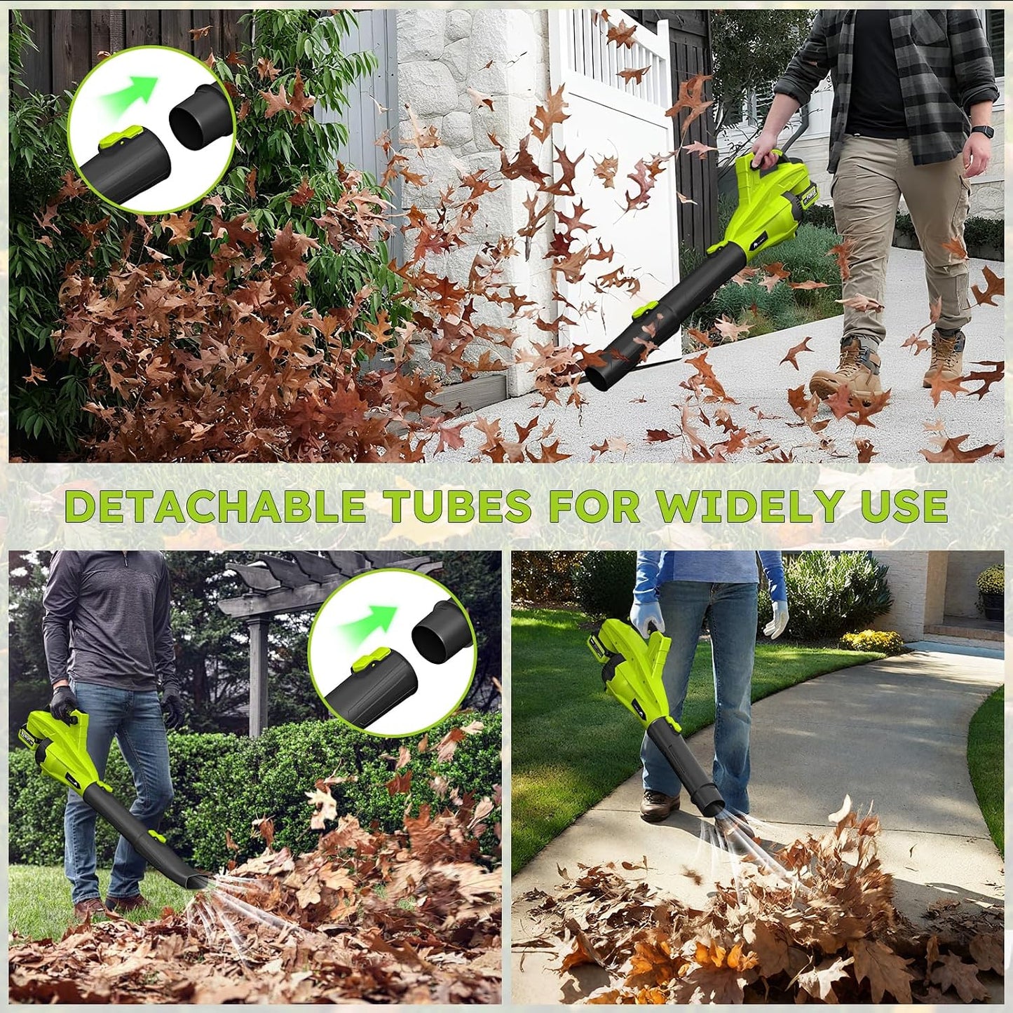 Leaf Blower Cordless with 2 * 4.0ah Battery and Fast Charger,KJBAO 21V Brushless Battery Powered Blower,Electric Blowers with 650CFM&170MPH&6 Speeds,Lightweight Blower for Lawn Care,Car, Yard, Patio