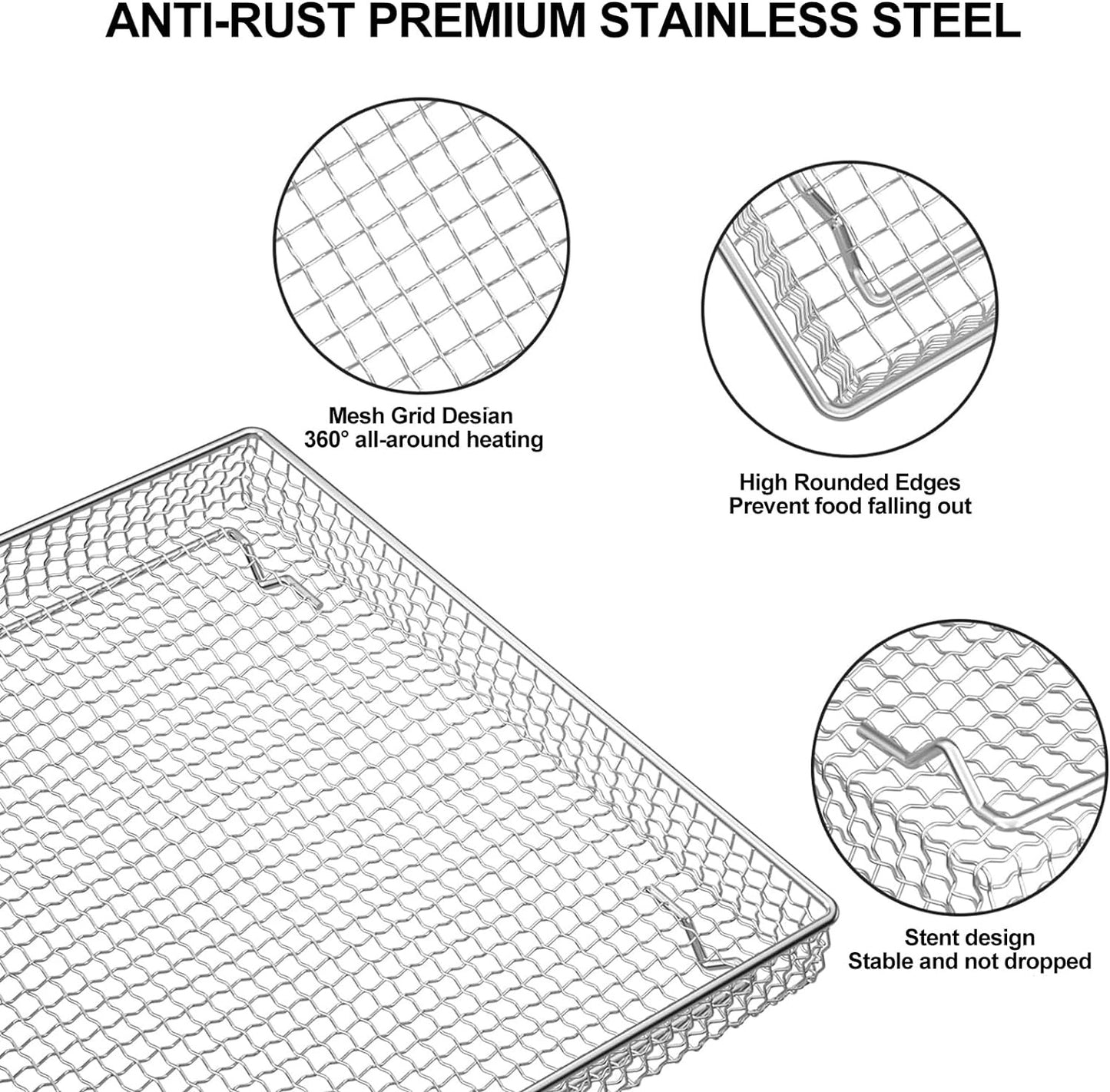 Stainless Steel Baking Tray Pan and Air Fryer Basket, Compatible with Cuisinart Airfryer TOA-060 and TOA-065, Cooking and Baking for Cuisinart Air Fryer Replacement