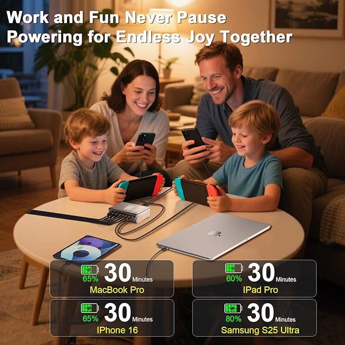500W USB C Fast Charger Block, PD 3.1 140W USB C Charging Station, GaN Ⅲ Multi-Port PD PPS Fast Charging Station for Multiple Devices,Laptop Wall Charger Compatible with MacBook iPad iPhone 17/16 etc