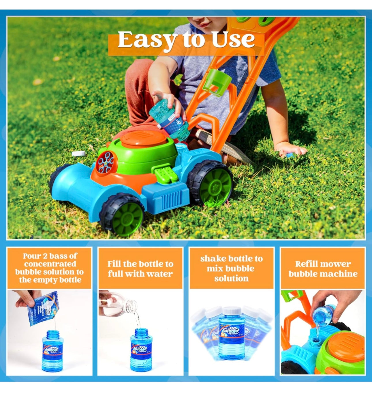 Bubble Lawn Mower Toddler Toys - Kids Toys Bubble Machine Summer Outdoor Toys Games, Bubble Mower Push Toy Outside Toys for Toddlers Preschool Kid Boys Girls Birthday Gifts