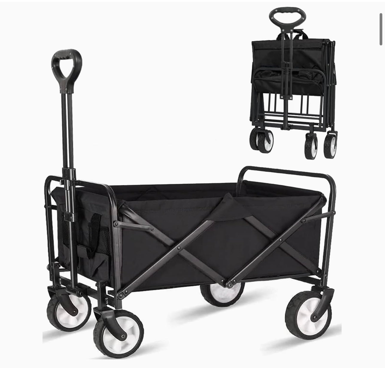 Collapsible Foldable Wagon, Beach Cart Large Capacity, Heavy Duty Folding Wagon Portable, Collapsible Wagon for Sports, Shopping, Camping