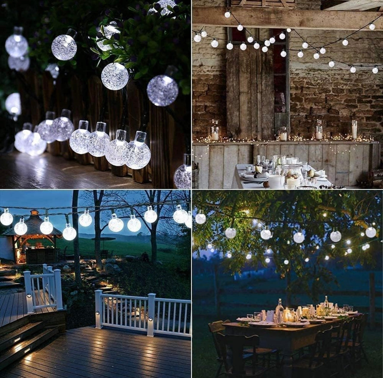 Solar String Lights Outdoor, 20ft 30 LED Globe String Lights with 8 Modes, Waterproof Solar Powered Patio Lights for Garden, Lawn, Gazebo, Porch, Yard, Wedding, Party Decor - Cool White