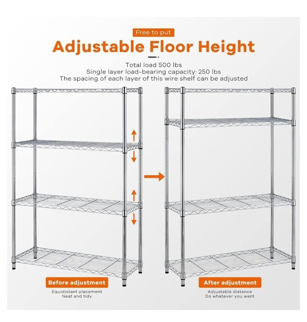 4-Shelf Adjustable, Heavy Duty Wide Storage Shelving Unit (250 lbs loading capacity per shelf)