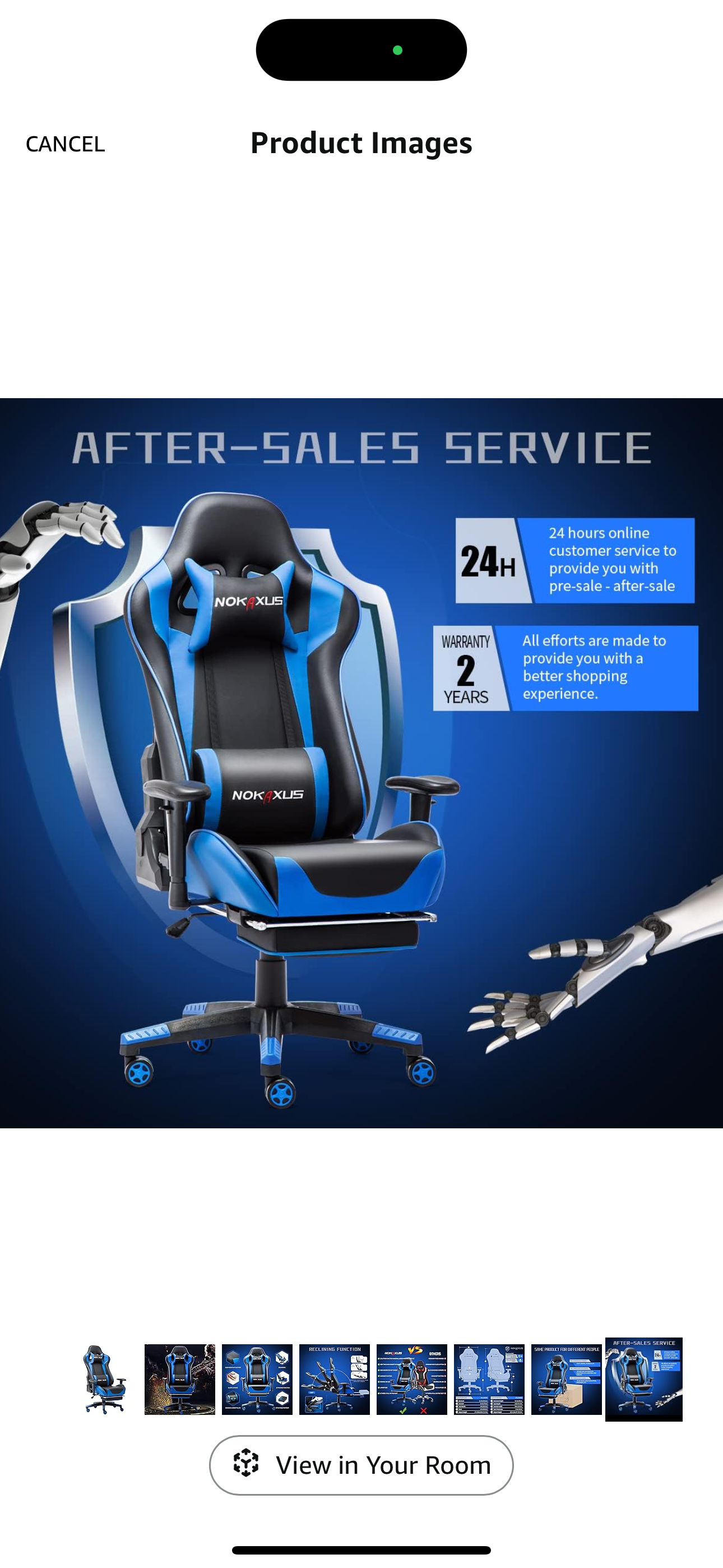 Gaming Chair Large Size High-Back Ergonomic Racing Seat with Massager Lumbar Support and Retractible Footrest PU Leather 90-180 Degree Adjustment of backrest Thickening sponges (YK-6008-BLUE)