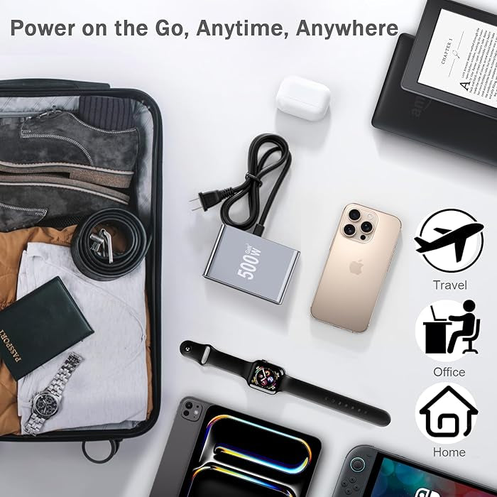 500W USB C Fast Charger Block, PD 3.1 140W USB C Charging Station, GaN Ⅲ Multi-Port PD PPS Fast Charging Station for Multiple Devices,Laptop Wall Charger Compatible with MacBook iPad iPhone 17/16 etc
