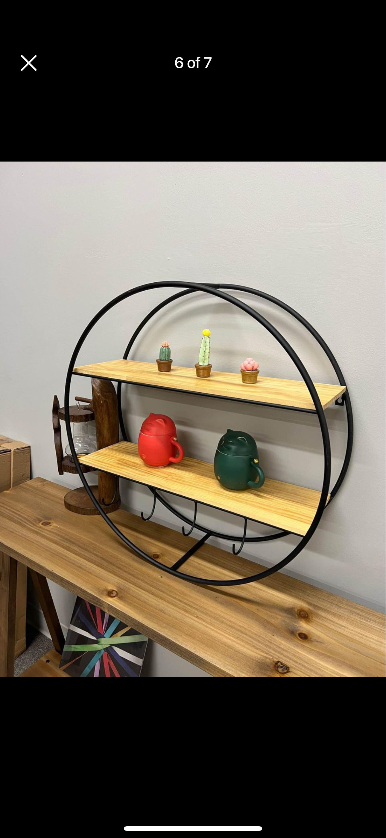 Brand new in the box, Round Wall Shelf – 24” Diameter Floating Shelves for Wall Decor | Natural Wood Shelves | Metal Frame | Round Shelf for Wall | Living Room Decor - Bathroom – Bedroom – Kitchen - Hallway