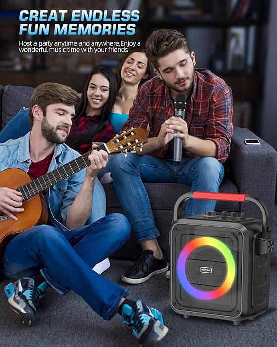 Karaoke Machine for Adults & Kids, Bluetooth Karaoke Speaker with Two Wireless Karaoke Microphones, PA System Speaker Supports TF Card/USB, AUX in, REC, Bass & Treble for Party/Meeting/Adults/Kids