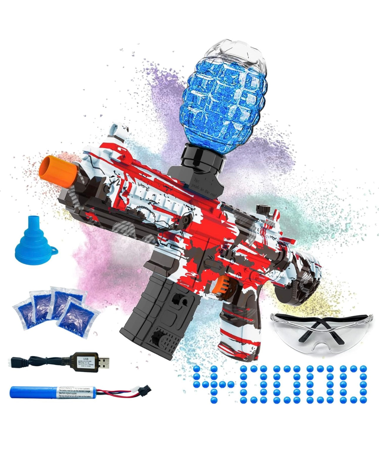 Electric Gel Ball Blaster, High Speed Automatic Splatter Ball Blaster with 40000+ and Goggles