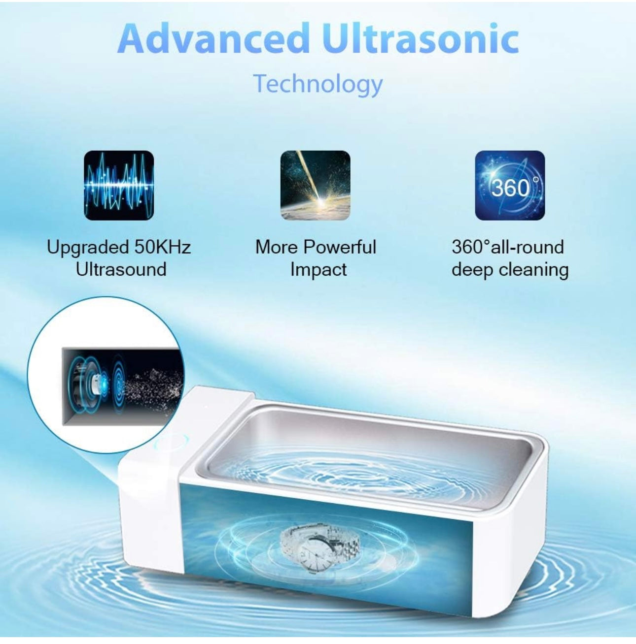 Ultrasonic Jewelry Cleaner- Cleaner Machine Silver Jewelry Silver Rings Cleaning Eyeglasses Watches Necklaces Dental Coins Razors Dentures Tools Parts Instruments Professional (White)