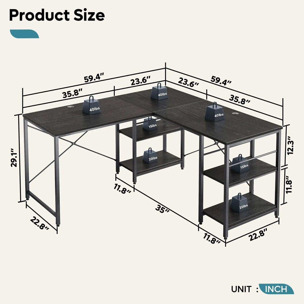 Bestier L Shaped Desk, 95.2 Inch Reversible Corner Computer Desk with Shelves, 2 Person Long Table for Home Office, Large Writing Storage Workstation with 3 Cable Holes