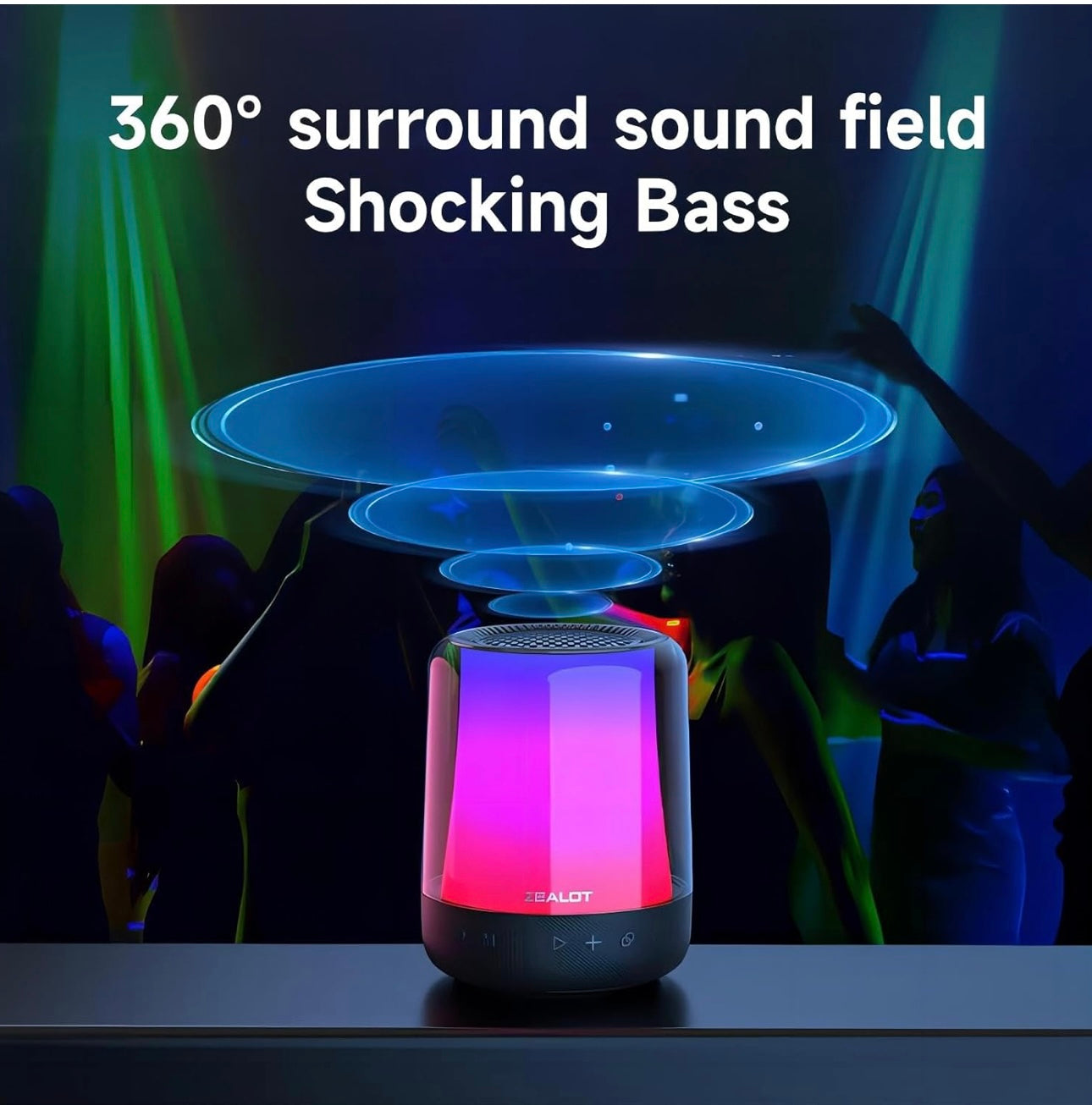 Karaoke Machine with 2 Wireless Microphones, TWS Portable Bluetooth Speaker with 11 LED Colors Lights, Super Bass, Funny Voice, Birthday Gifts for Adults&Kids, Girls Boys Home Party