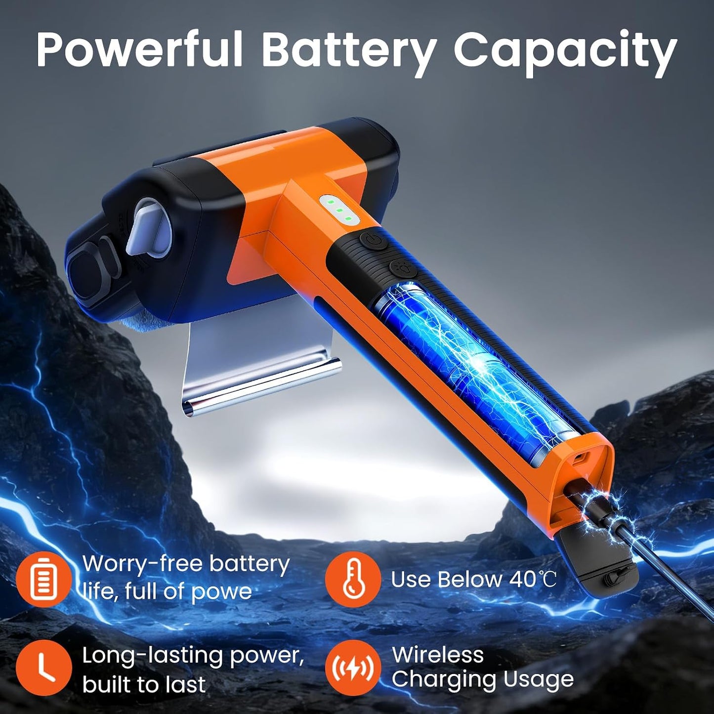 Electric Grill Brush for Outdoor,Ultra High Power Cordless BBQ Cleaner
950RPM,Rechargeable,4500mAh,Removable head,LED Light,304 Stainless Steel Reinforced Steel Bristles,Power Scrubber