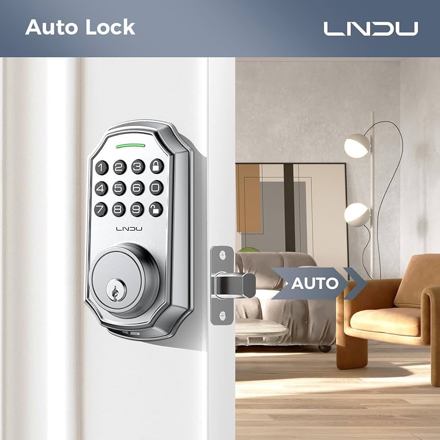 Keyless Entry Door Lock with 50 Codes, Electronic Keypad Deadbolt for Front Door, Electronic Door Lock with Anti Peeping Password, Smart Deadbolt One Touch Locking Auto Lock, Easy Install Zinc