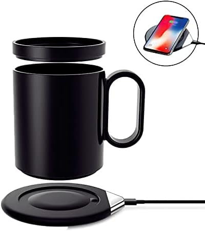 Coffee Mug Warmer,350ml Ceramic Cups,Both Smart Insulation and Mobile Phone Wireless Charging,18 Watt Induction Heater,131℉ Heat Preservation,Suitable for Office,Home and The Third Space.