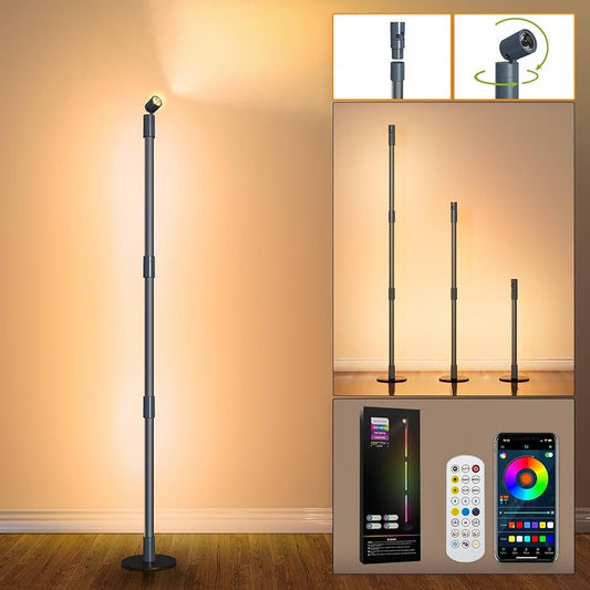 Modern LED Corner Floor Lamp, RGB Color Changing Corner Lamp with App and Remote Control,16Million Colors& 213 Modes Ambience Lighting with Music Sync& Timer for Living Room Gaming Room