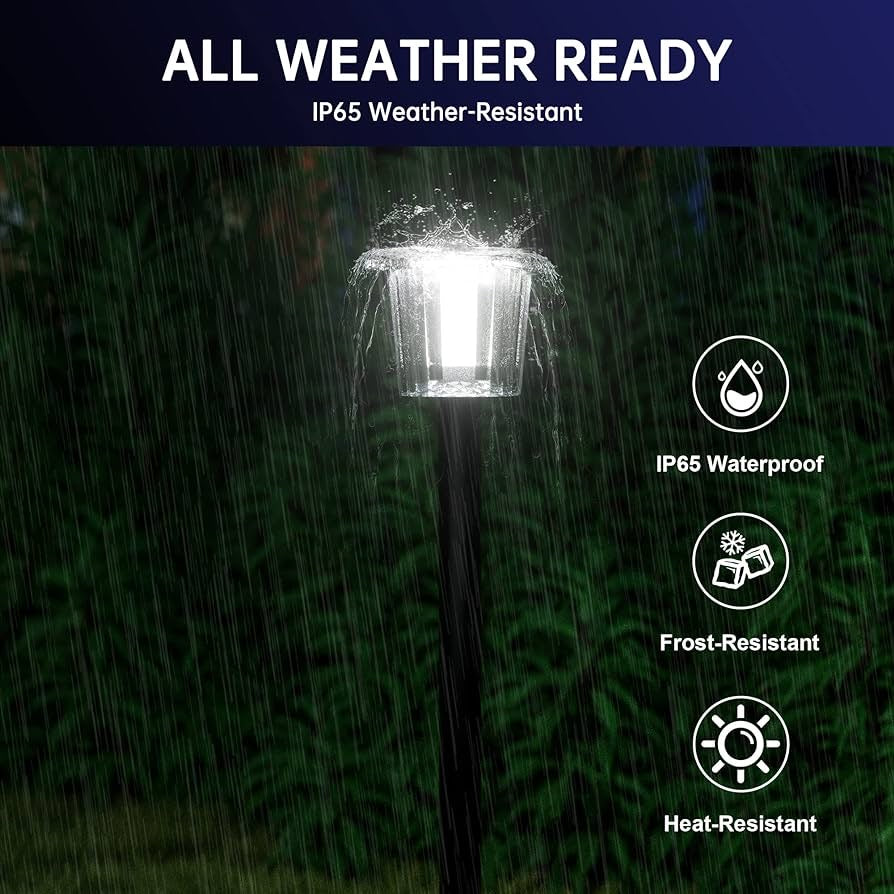 Solar Pathway Lights, Outdoor Garden Light with 16 LED Beads, Landscape Path Lights Walkway Lights High Brightness, 1500 mAh Battery, 3 Brightness Options & Lighting Modes(4 Pack)