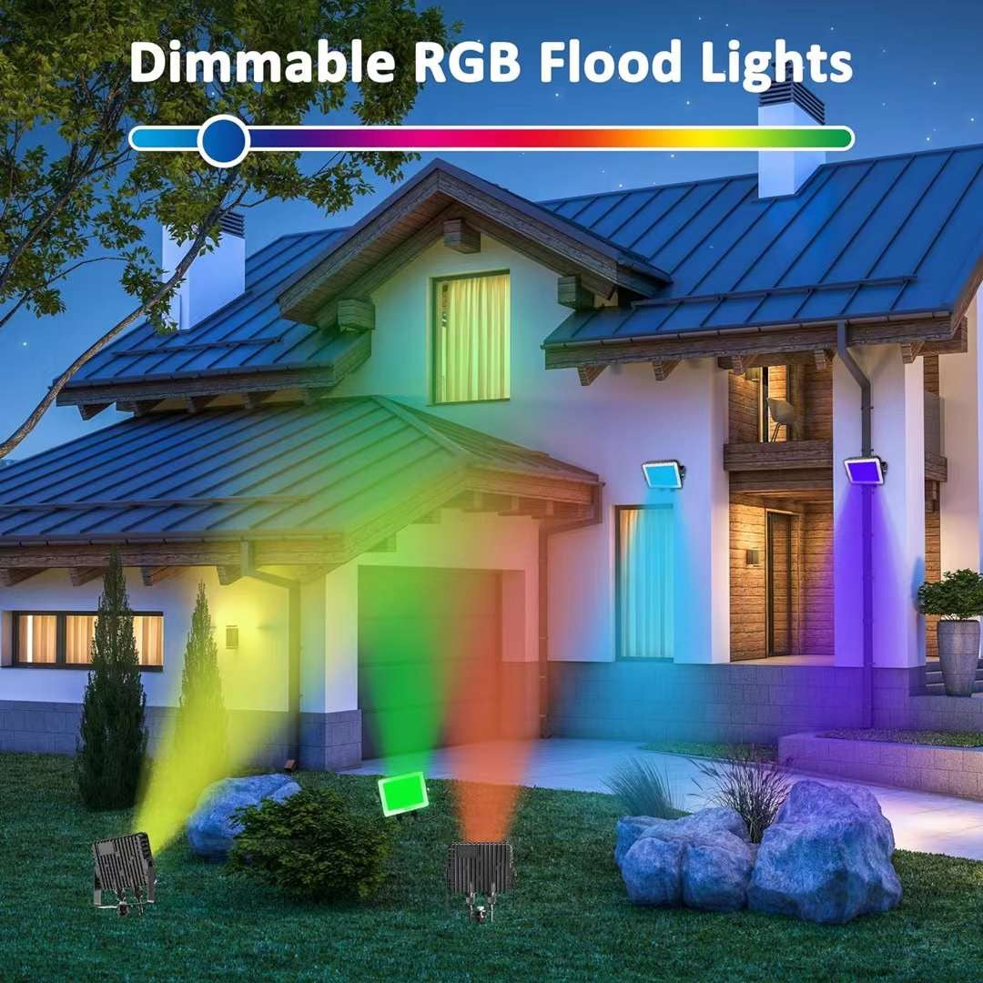 4 pack RGB LED Flood Lights with Bluetooth APP Control, IP66 Waterproof, Timing - For Indoor & Outdoor Landscape Lighting