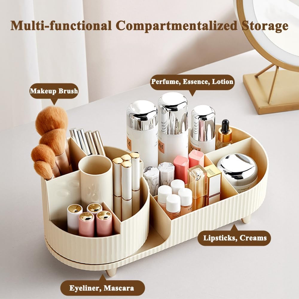 Makeup Cosmetics Organizer for Vanity, Large Capacity 360-Degree Make up Organizer Spinning for Lipsticks, Jewelry, Nail Care and Skincare Multifunction Organizer