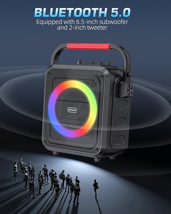 Karaoke Machine for Adults & Kids, Bluetooth Karaoke Speaker with Two Wireless Karaoke Microphones, PA System Speaker Supports TF Card/USB, AUX in, REC, Bass & Treble for Party/Meeting/Adults/Kids