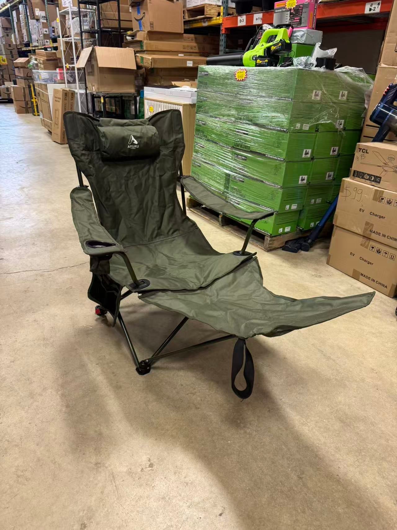 Reclining Camping Chairs for Adults, Recliner Chair with Removable Footrest & Cup Holder, Folding Chairs for Outside W/Adjustable Backrest & Storage Bag for Fishing, Beach, Lawn