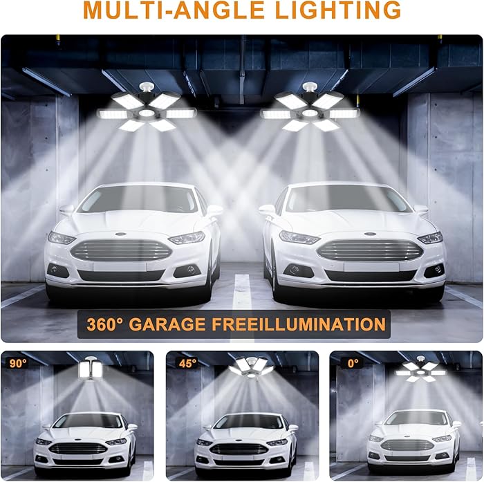 LED Garage Lights Bulb 200W 15000LM 6500K Led Shop Light with 6 Plus 1 Deformable Panels Basement Barn Ceiling Lights for E26/E27